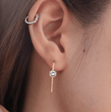 18K Yellow Gold Rose Cut Diamond Hook Earrings