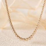 14K Yellow Gold Round Brilliant Cut Lab Diamond Bezel Setting Tennis Chain Necklace