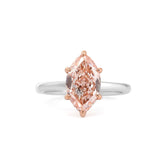 14K Gold 2.58CT Marquise Cut Lab Pink Diamond Soliatire Ring with Hidden Halo - MMR