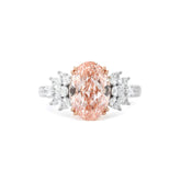 14K Gold 2.93CT Oval Lab Pink Diamond Ring Paired with Pear Lab Diamond - MMR