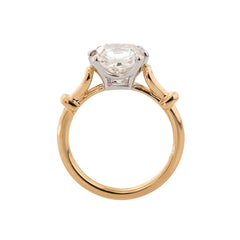 14K Gold 2.9CT Squral Radiant Cut Hearts & Arrows Two Tone Design Vintage Ring - MMR