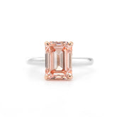 14K Gold 4CT Emerald - Cut Lab Pink Diamond Solitaire Ring with Hidden Halo - MMR