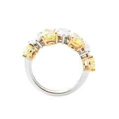 14K Gold Alternative Pear Lab Yellow and White Lab Diamond Half Eternity Ring - MMR