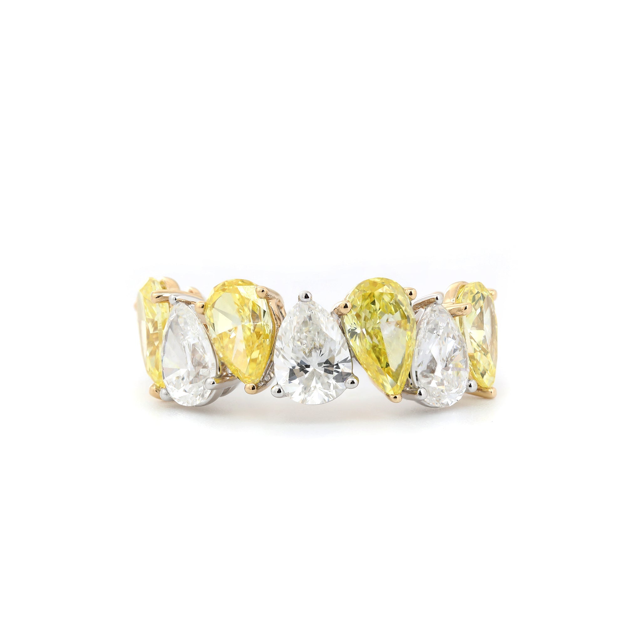 14K Gold Alternative Pear Lab Yellow and White Lab Diamond Half Eternity Ring - MMR