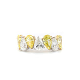14K Gold Alternative Pear Lab Yellow and White Lab Diamond Half Eternity Ring - MMR