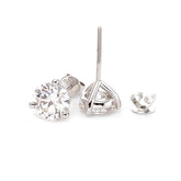 14K Gold Round Cut Lab Diamond Three Round Prongs Stud Earrings