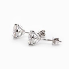 14K Gold Round Cut Lab Diamond Three Round Prongs Stud Earrings