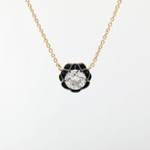 14K Gold Two Tone Design 0.96ct Old European Cut Lab Diamond Pendant Necklace with 16+2 Inches Adjustable Chain - MMR
