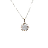 14K Gold Two Tone Design Round Lab Diamond and Zambian Emerald Pendant (Pendant only) - MMR