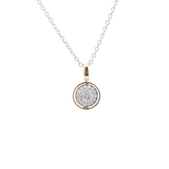 14K Gold Two Tone Design Round Lab Diamond and Zambian Emerald Pendant (Pendant only) - MMR