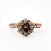 14K Rose Gold 2.4ct Round Briliant Cut Brown Lab Diamond Pave Ring - MMR