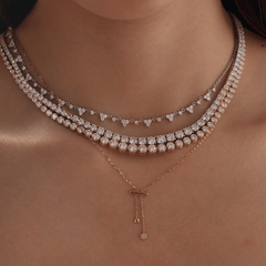 14K Rose Gold Round Lab Diamond Latch Pendant Necklace - MMR