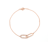 14K Rose Gold Round Lab Diamond Toi et Moi Pendant Chain Bracelet - MMR