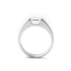 14K White Gold 1.38CT (IGI) Asscher Cut Lab Diamond Wide Band Design Ring - MMR
