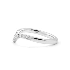 14K White Gold 1.7mm Round Diamond V - Shaped Half Eternity Ring - MMR