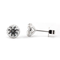 14K White Gold 1.8CTW OEC Lab Diamond Bezel - Set Martini Style Studs Earrings - MMR