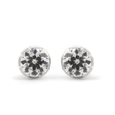 14K White Gold 1.8CTW OEC Lab Diamond Bezel - Set Martini Style Studs Earrings - MMR