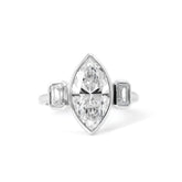 14K White Gold 2.53CT (IGI) Marquise Brilliant Cut Lab Diamond Three Stone Ring - MMR
