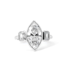 14K White Gold 2.53CT (IGI) Marquise Brilliant Cut Lab Diamond Three Stone Ring - MMR