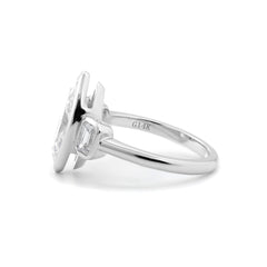 14K White Gold 2.53CT (IGI) Marquise Brilliant Cut Lab Diamond Three Stone Ring - MMR