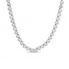 14K White Gold 3.2mm Round Brilliant Lab diamond Bezel - Set Tennis Necklace (18") - MMR