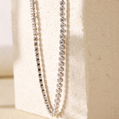 14K White Gold 3.2mm Round Brilliant Lab diamond Bezel - Set Tennis Necklace (18") - MMR