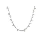 14K White Gold Asymmetric Round Diamond Cluster & Chain Necklace (15") - MMR