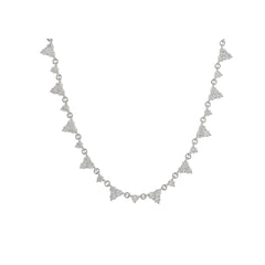 14K White Gold Asymmetric Round Diamond Cluster & Chain Necklace (15") - MMR