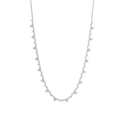 14K White Gold Asymmetric Round Diamond Cluster & Chain Necklace (15") - MMR
