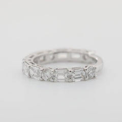 14K White Gold Emerald Cut and Round Cut Lab Diamond 3/4 Eternity Ring - MMR