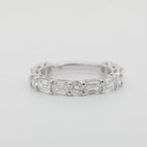 14K White Gold Emerald Cut and Round Cut Lab Diamond 3/4 Eternity Ring - MMR