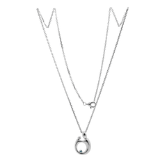 14K White Gold Mother and Child Pendant Necklace with Blue Round Lab Diamond - MMR