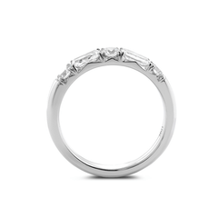 14K White Gold Round and Radiant Cut Lab Diamond 5 Stone Half Eternity Ring - MMR