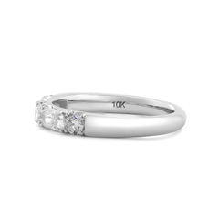 14K White Gold Round and Radiant Cut Lab Diamond 5 Stone Half Eternity Ring - MMR