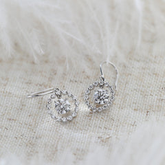 14K White Gold Round Cut Lab Diamond Hook Earrings - MMR