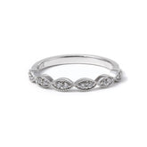 14K White Gold Round Lab Diamond Millegrain Wedding Ring - MMR