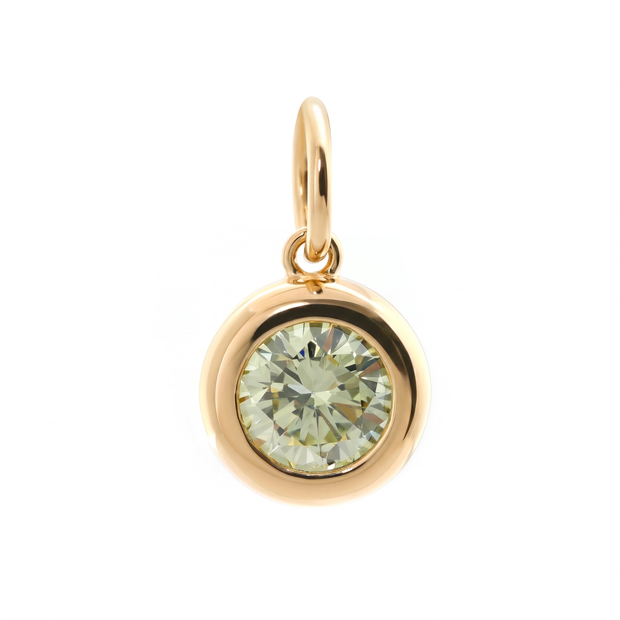 14K Yellow Gold 0.94CT Green Round Cut Diamond Bezel Set Pendant - MMR