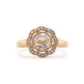 14K Yellow Gold 1.22CT Round Rose Cut Lab Diamond Halo Design Bezel Set Ring - MMR