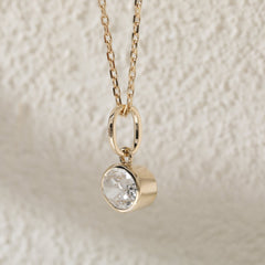 14K Yellow Gold 1.5CT Oval Lab Diamond East - West Design Bezel Pendant (Pendant Only) - MMR
