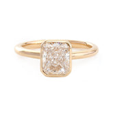 14K Yellow Gold 1.5ct Radiant Cut Lab Diamond Bezel Setting Solitaire Ring - MMR