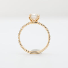 14K Yellow Gold 1.76ct Antique Emerald Cut Lab Diamond Tulip Design Ring - MMR