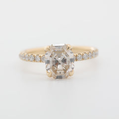 14K Yellow Gold 1.76ct Antique Emerald Cut Lab Diamond Tulip Design Ring - MMR