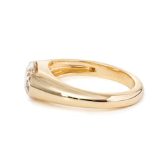 14K Yellow Gold 1.7ct Oval Champagne Color Old Mine Cut Lab Diamond Solitaire Hale Bezel Ring - MMR