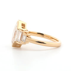 14K Yellow Gold 1.93CT Hexagon Shape Lab Diamond Semi - Bezel Four - Stone Setting Ring - MMR