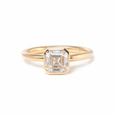 14k Yellow Gold 1ct Asscher Cut Lab Diamond Bezel Ring - MMR