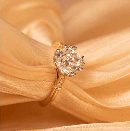 14k Yellow Gold & Platinum 2 Carat Old European Cut Diamond Round Prongs Vintage Engagement Ring