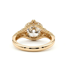 14K Yellow Gold 2.23CT Old European Cut Lab Diamond Hand - engraved Openwork Band Ring - MMR