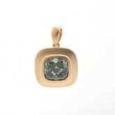 14K Yellow Gold 2.33CT Green Square Cushion Cut Diamond Bezel Set Pendant - MMR