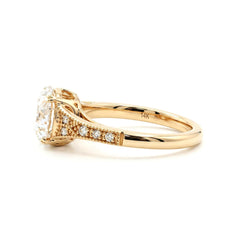 14K Yellow Gold 2.56CT Old European Cut Lab Diamond Vintage Milgrain Design Band Ring - MMR