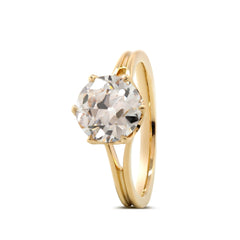 14K Yellow Gold 2.5ct Old European Cut Lab Diamond 6 Claw Prong Crown Basket Solitaire Ring - MMR